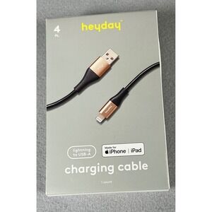 heyday 4ft Lightning to USB-A Charging Cable Rose Gold Black  NEW